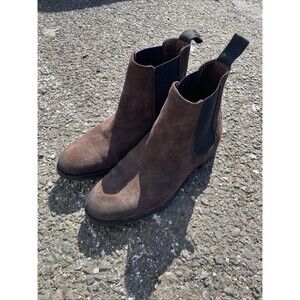 H & M Chealse Suede Men's Brown Boots Pull Up US-8.5 Made In Portugal